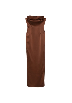 The New Arrivals Ilkyaz Ozel bow-detail strapless maxi dress - Brown