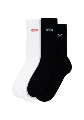 032c lettering two-pack socks set (set of two) - Black