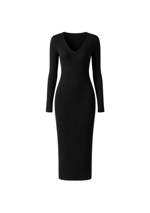 James Perse ribbed-knit V-neck midi dress - Black