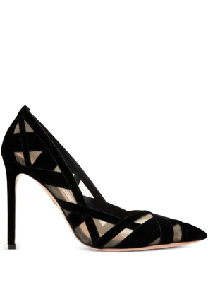 Aquazzura 105mm velvet-mesh pumps - Black