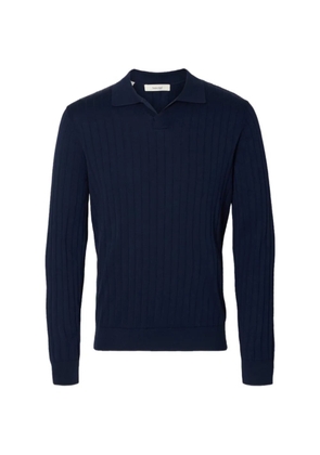 SELECTED ribbed polo-collar sweater - Blue