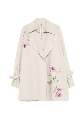 Bye floral-print tie-cuff coat - Neutrals