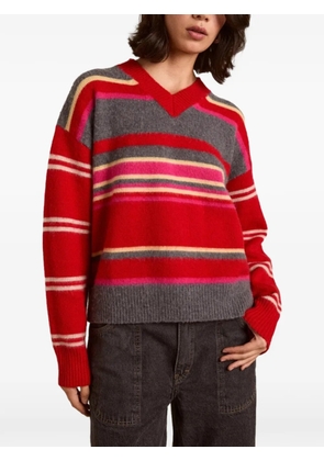 DAMSON MADDER striped V-neck sweater - Red