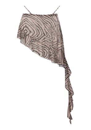 Amir Slama asymmetric animal-pattern miniskirt - Brown