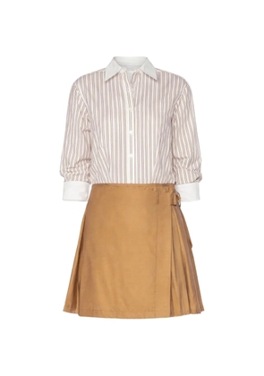 Simkhai Frankie pleated striped mini dress - White