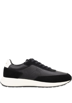 BOSS panelled leather sneakers - Black