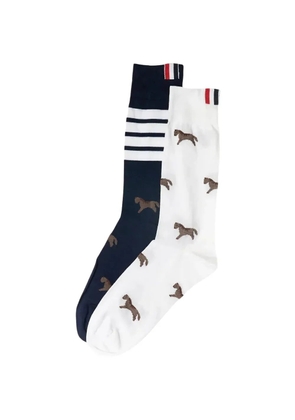 Thom Browne stripes horse-print socks - Blue