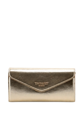 TWINSET logo-detail flap wallet - Gold