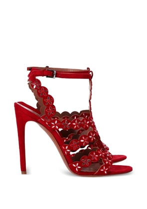 Alaïa Pre-Owned mirror-embellished suede sandals - Red