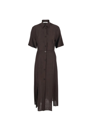 Tela belted collared dress - Brown