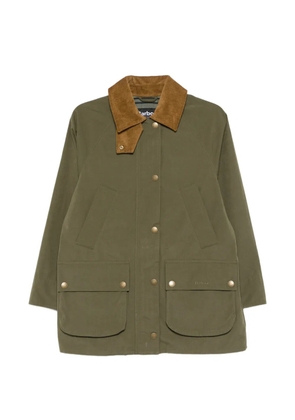 Barbour Glynis corduroy-collar front-pocket coat - Green