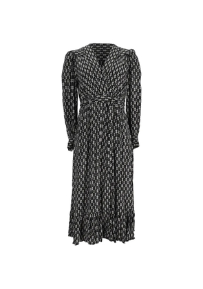 SANDRO Sirene floral-print belted wrap midi dress - Black