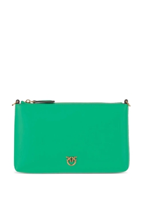 PINKO logo-plaque zip clutch bag - Green
