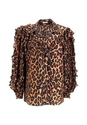 Miu Miu Pre-Owned ruffled leopard-print shirt - Neutrals