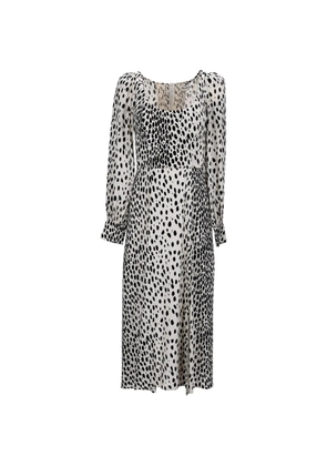 Reformation animal-print smocked waist midi dress - Neutrals