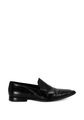 Dries Van Noten Pre-Owned croc-effect pointed-toe loafers - Black