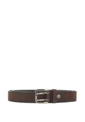 GIANNI CHIARINI pebbled double-prong leather belt - Brown