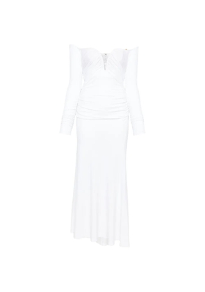 Elisabetta Franchi draped long-sleeved midi dress - White