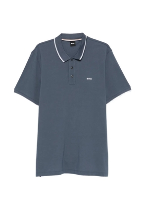 BOSS logo trim polo shirt - Blue