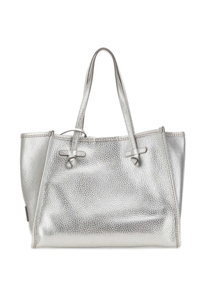 MARCELLA CLUB Marcella top-handles grained leather shoulder bag - Silver