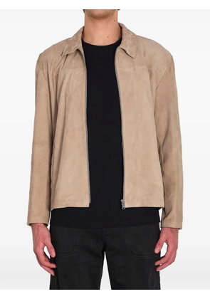 Arma shirt-style zip suede jacket - Neutrals