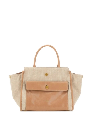 GIANNI CHIARINI Cher pocket canvas leather tote bag - Neutrals