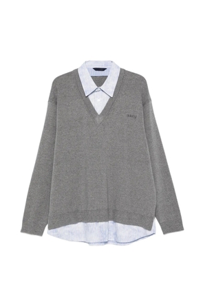 Juun.J shirt-detail sweater - Grey