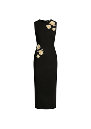 Oscar de la Renta brooch embroidered cocktail sleeveless dress - Black