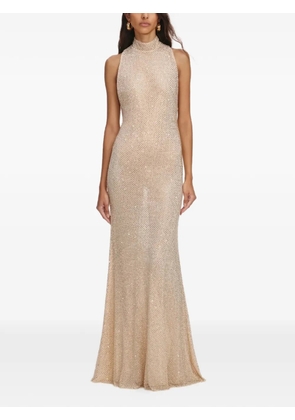 Self-Portrait crystal embellished maxi dress - Neutrals