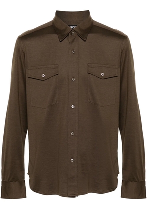 TOM FORD mélange button-up shirt - Brown