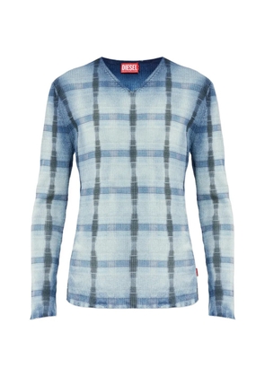 Diesel K-Egons checked V-neck T-shirt - Blue