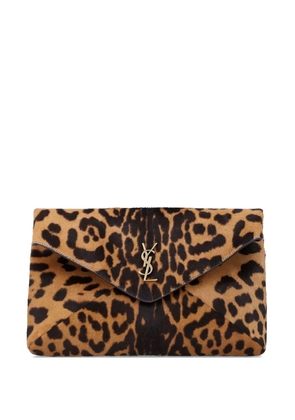 Saint Laurent large Cassandre animal-print clutch bag - Black