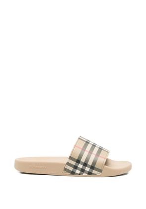 Burberry checked slides - Neutrals