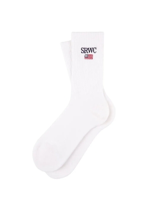 Sporty & Rich ribbed logo socks - White