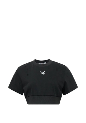 Ordinary Couture Code embroidered crop top - Black