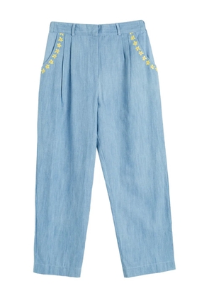 Chinti & Parker daisy-embroidered trousers - Blue