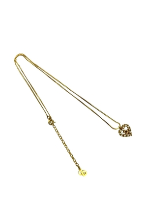 Christian Dior Pre-Owned 1990-2010 Gold Plated Rhinestone Logo Heart Pendant Necklace costume necklace