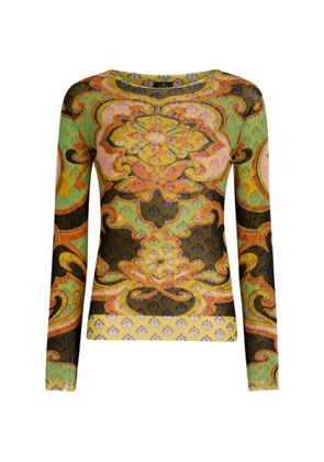 ETRO floral-print long-sleeve top - Green