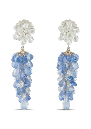 LB Exclusive diamond sapphire dangle earrings - Silver