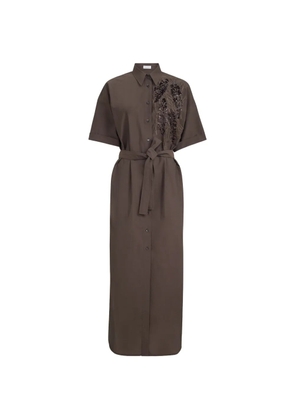 Brunello Cucinelli short-sleeves midi dress - Brown