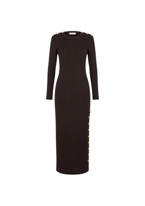 Blazé Milano button-embellished ribbed midi dress - Brown