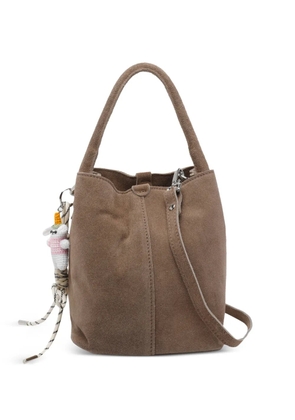 D.A.T.E. Paniere suede removable-strap handbag - Brown