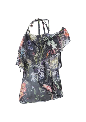 Alexander McQueen asymmetric floral print top - Black