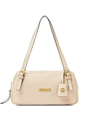 Versace large Tag logo shoulder bag - Neutrals