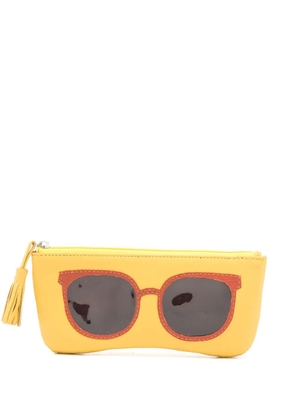 Sarah Chofakian appliquéd leather sunglasses case - Yellow
