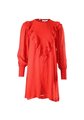 GANNI polka dot ruffled dress - Red