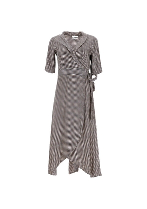 GANNI printed wrap midi dress - Neutrals
