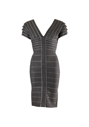 Herve Leger V-neck threaded sheath mini dress - Grey