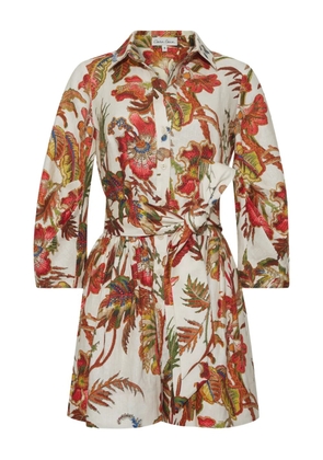 Cara Cara Raya button floral sash dress - Neutrals