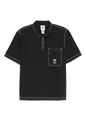 adidas striped half-zip polo shirt - Black